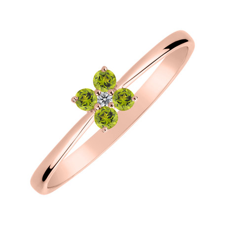 Prsten s diamantem a peridoty Divine Bloom