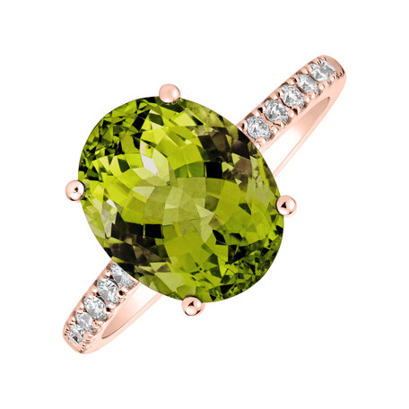 Prsten s diamanty a peridotem Playful Glamour