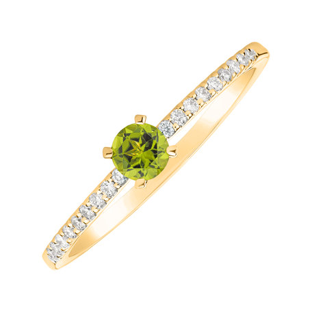 Prsten s diamanty a peridotem Gem Simplicity