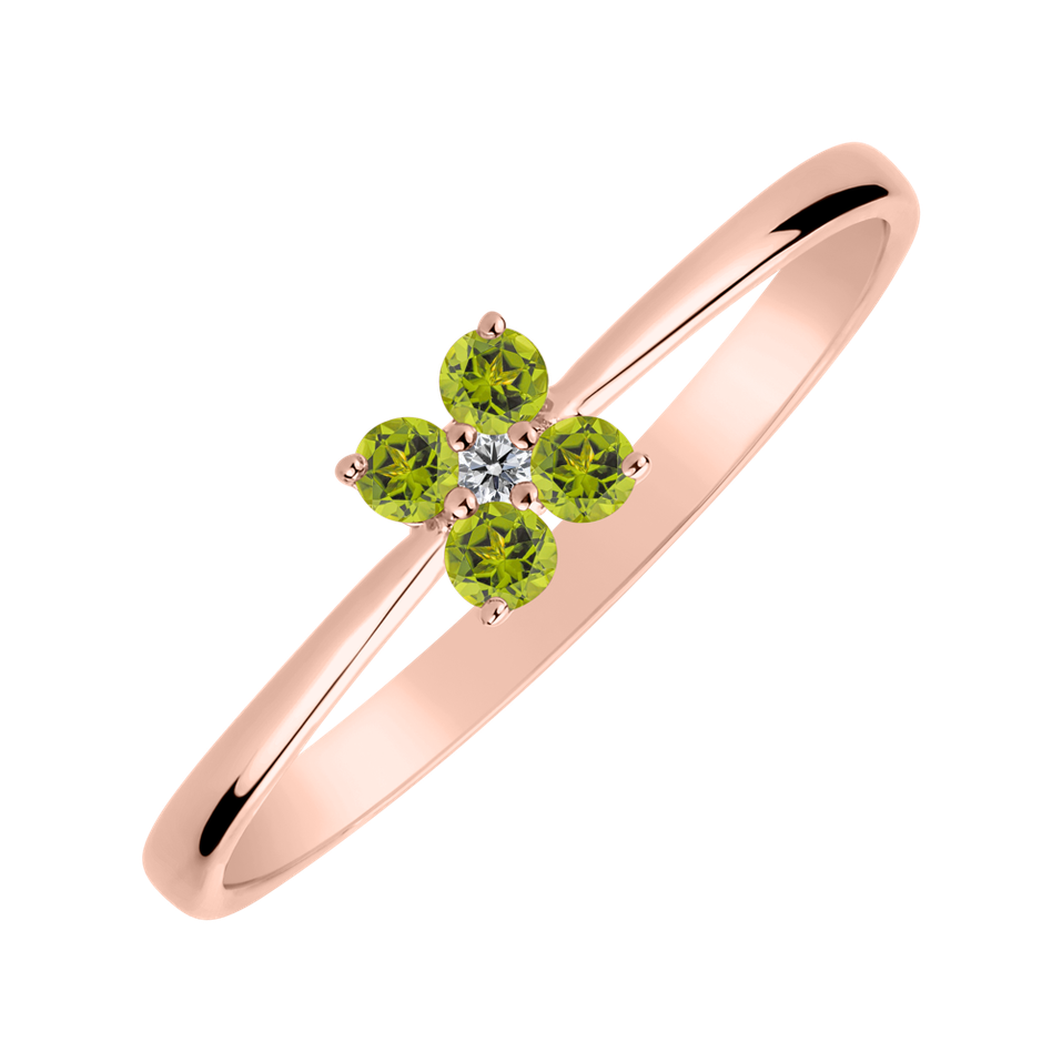 Prsten s diamantem a peridoty Divine Bloom