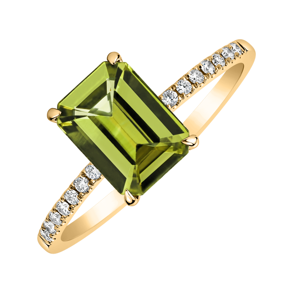 Prsten s diamanty a peridotem Perfect Promise