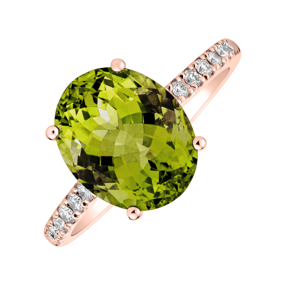 Prsten s diamanty a peridotem Playful Glamour