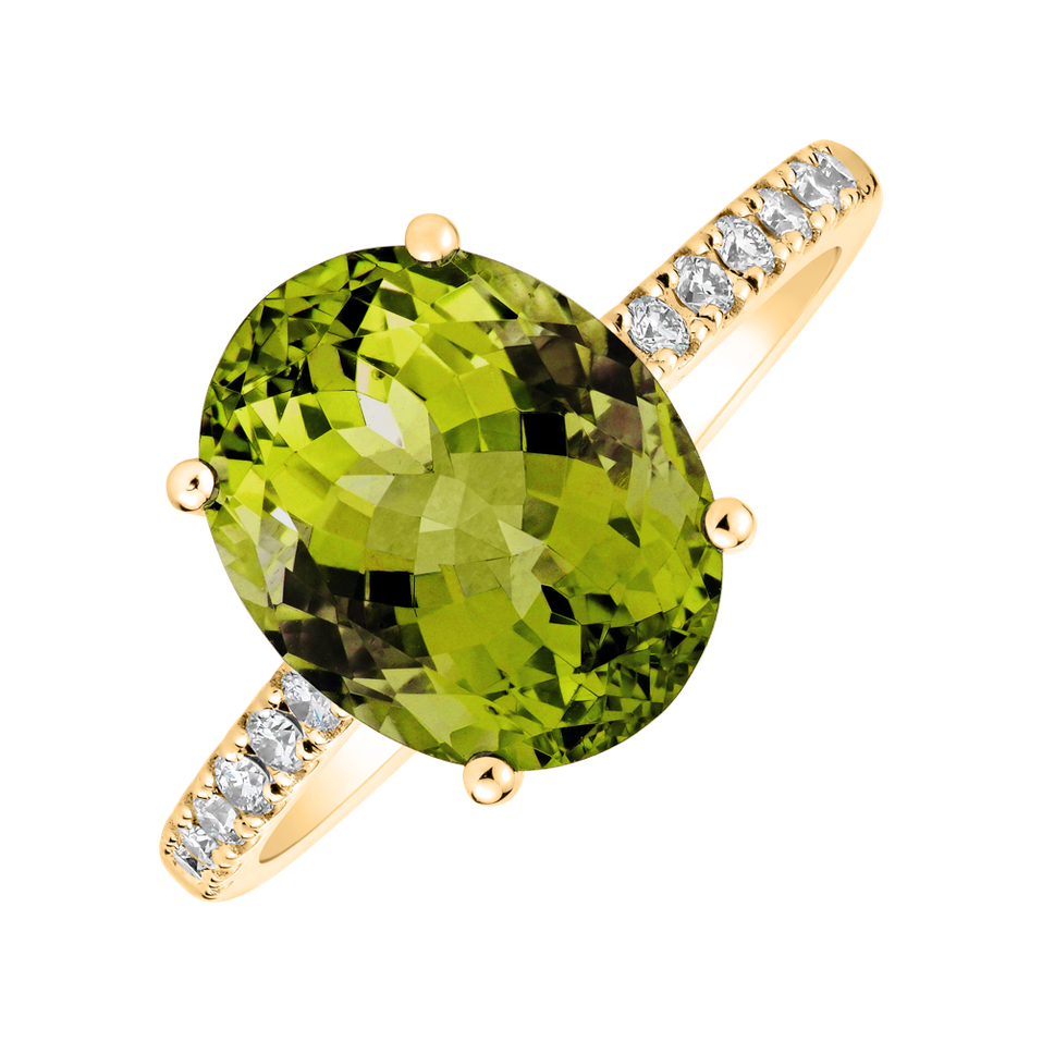 Prsten s diamanty a peridotem Playful Glamour