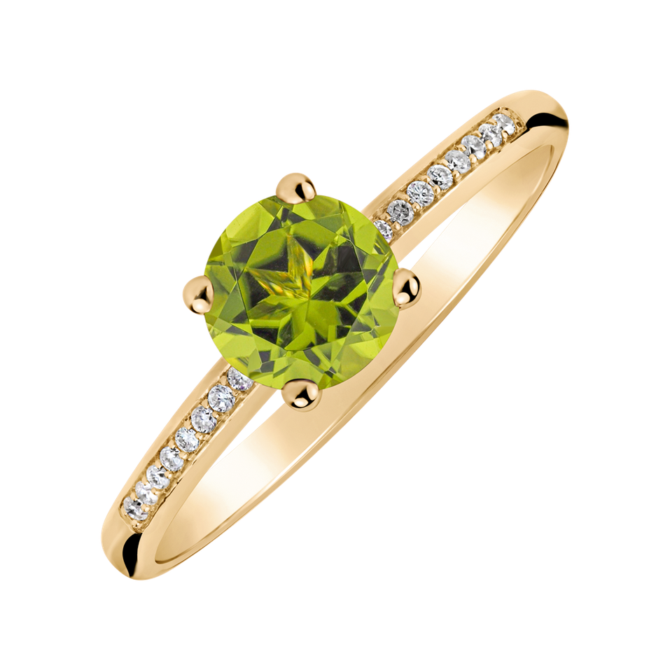 Prsten s diamanty a peridotem Satin